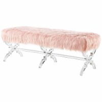 Posh Living Brayden Faux Fur Acrylic X-Leg Bench - Rose