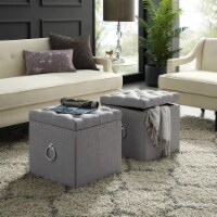 Claudia Velvet or Linen 1 Pc Ottoman-Storage-Knob Handle-Cube-Nailhead Trim by Inspired Home