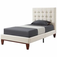 Blake Linen Platform Bed Twin Size, Beige