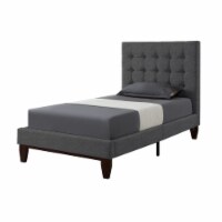 Blake Beds Light Grey Linen Twin Button Tufted