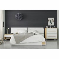 Scandi 4 Piece Queen Size Bedroom Set Natural Maple and White