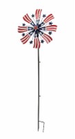 63 Inch Red White & Blue Metal Pinwheel Patriotic Garden Kinetic Wind Spinner