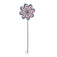 63 Inch Red White & Blue Stars and Stripes Metal Pinwheel Wind Spinner