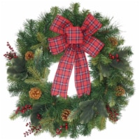 Mission Gallery 30 In. Mixed Pine Wreath with Red Plaid Bow 2620780DIB