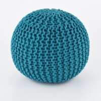 Peacock 15 x17  Gum Drop 100% Cotton Knitted Round Pouf Foot Stool Ottoman