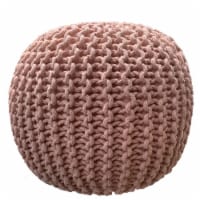 Blush 15 x17  Gum Drop 100% Cotton Knitted Round Pouf Foot Stool Ottoman