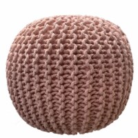 Blush 15 x17  Gum Drop 100% Cotton Knitted Round Pouf Foot Stool Ottoman