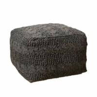 Unity Hand Knitted Ottoman Gray Woven Wool 15 x25  Pouf Foot Rest