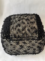 Spura Home Handmade Knitted Pouf Square Wool & Cotton Ottoman
