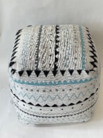 Spura Home HandKnitted Pouf Square Cotton Foot Rest Ottoman
