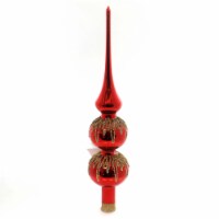 Golden Bell Collection Red Finial W/ Gold Icicles Glass Tree Topper Czech Tt713