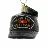 Old World Christmas Veterans Cap Glass Us Military Service Ornament 32375.