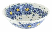 Blue Rose Polish Pottery Blue Starflower Large Serving Bowl