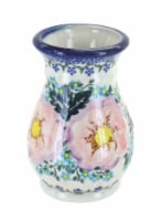 Blue Rose Polish Pottery Apple Blossom Small Vase
