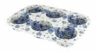 Blue Rose Polish Pottery Blue Starflower Muffin Pan