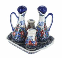 Blue Rose Polish Pottery Garden Butterfly Table Accessory Set