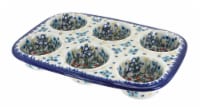 Blue Rose Polish Pottery Garden of Eden Muffin Pan