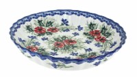 Blue Rose Polish Pottery Cherry Red Bouquet Pie Plate