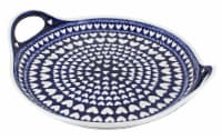 Blue Rose Polish Pottery Valentina Round Serving Tray with Handles