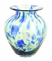 Blue Rose Polish Pottery Cobalt and Green Glass Vase