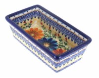 Blue Rose Polish Pottery Autumn Burst Small Loaf Baker