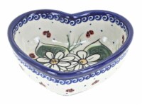 Blue Rose Polish Pottery Ladybug Heart Bowl
