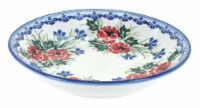 Blue Rose Polish Pottery Cherry Red Bouquet Large Salad Bowl