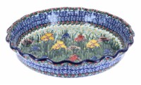 Blue Rose Polish Pottery Gladiolus Pie Plate