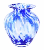 Blue Rose Polish Pottery Cobalt and Opal Glass Vase