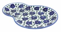 Blue Rose Polish Pottery Violets Oval Breakfast Plate