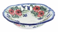 Blue Rose Polish Pottery Cherry Red Bouquet Small Fruit Dish