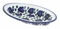 Blue Rose Polish Pottery Violets Small Oval Dish