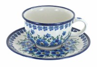 Blue Rose Polish Pottery Kalina Cup & Saucer