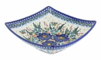 Blue Rose Polish Pottery Garden of Blue Square Serving Dish