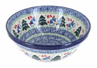 Blue Rose Polish Pottery Winter Bells Cereal/Soup Bowl
