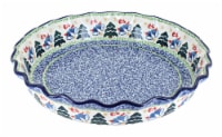 Blue Rose Polish Pottery Winter Bells Pie Plate