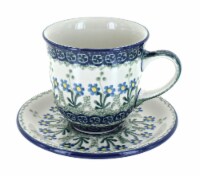 Blue Rose Polish Pottery Blue Posy Coffee Mug & Saucer