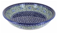 Blue Rose Polish Pottery Seaside Swirl Large Shallow Serving Bowl