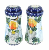 Blue Rose Polish Pottery Goldfinch Salt & Pepper Shakers