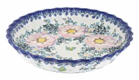 Blue Rose Polish Pottery Apple Blossom Pie Plate