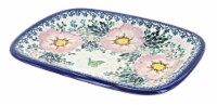 Blue Rose Polish Pottery Apple Blossom Small Rectangular Serving Platter