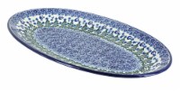 Blue Rose Polish Pottery Evergreen Magic Oval Platter