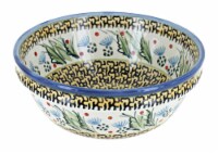 Blue Rose Polish Pottery Basket of Thistle Cereal/Soup Bowl