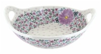 Blue Rose Polish Pottery Lilac Garden Deep Bowl With Handles