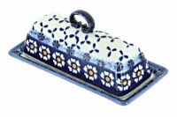 Blue Rose Polish Pottery Country Blue Daisy Butter Dish