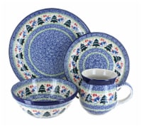 Blue Rose Polish Pottery Winter Bells 16 PC Dinnerware Set