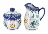 Blue Rose Polish Pottery Apple Blossom Cream & Sugar Set