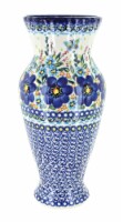 Blue Rose Polish Pottery Garden of Blue Tall Vase