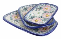 Blue Rose Polish Pottery Apple Blossom 3 Piece Rectangular Serving Set