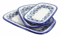Blue Rose Polish Pottery Sierra 3 Piece Rectangular Serving Set